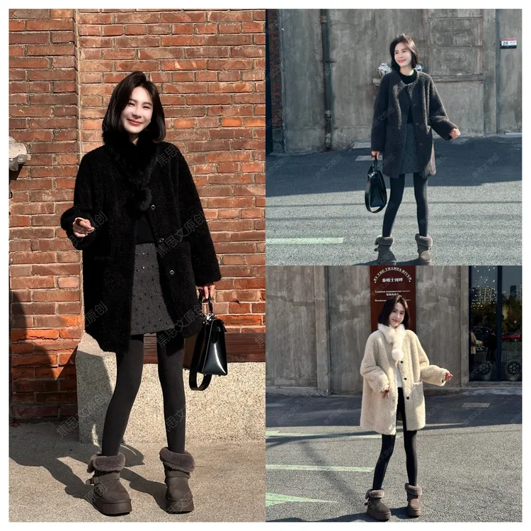 焦思文 冬季时尚洋气宽松慵懒百搭中长款毛毛外套251216J15