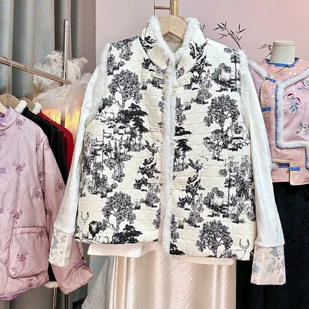 【双面穿】新中式马甲女装加厚加棉中国风马夹显瘦新中式轻奢气质款