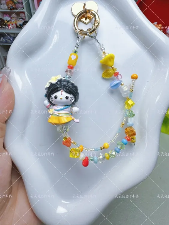 非金属亚克力手链 DIY饰品挂饰白色手机链串珠彩色儿童可爱