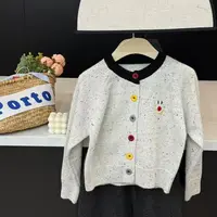 leomama女童笑脸刺绣毛衣外套秋冬新款儿童针织衫女孩洋气开衫