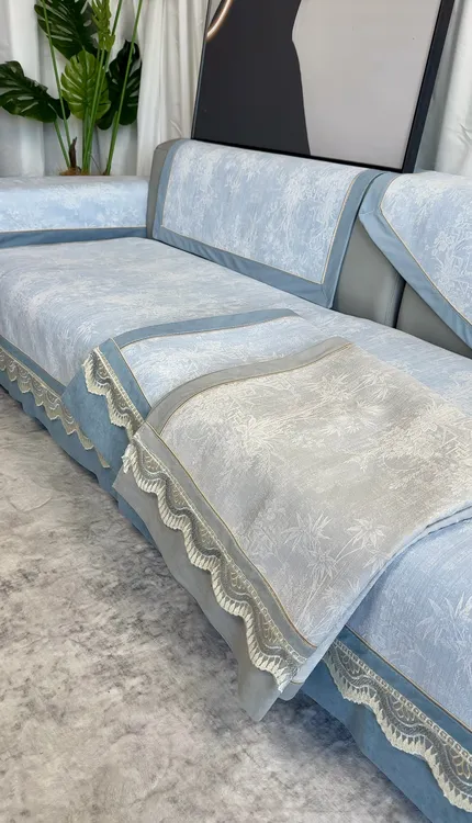 2025新款（竹影飘香）雪尼尔高端四季简约通用防滑沙发垫