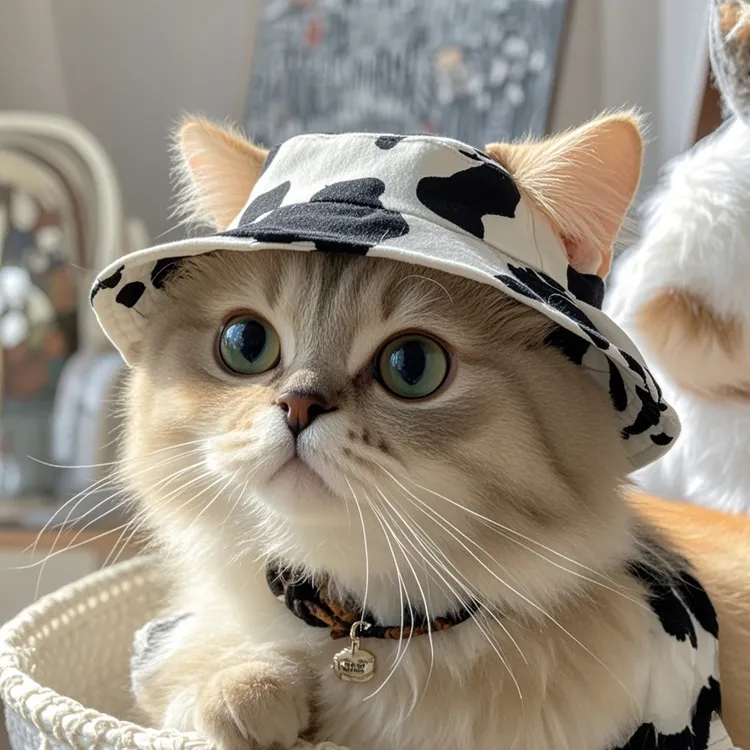 可爱露耳朵猫咪狗狗帽子夏季宠物防晒太阳帽德文猫帽子小狗渔夫帽