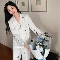 【英子专属】冰丝蝴蝶加绒轻奢设计高级感亲肤长袖长裤套装春秋休闲