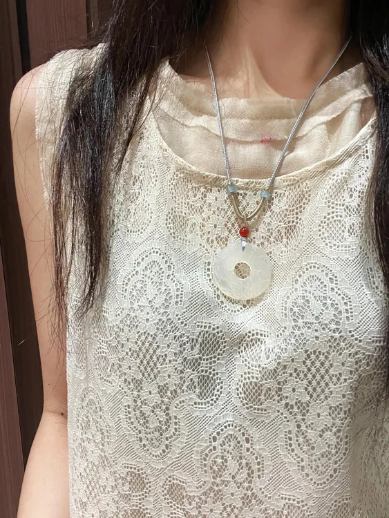 天然玉髓双貔貅平安扣吊坠情侣玉石项链复古中式挂坠锁骨链调节