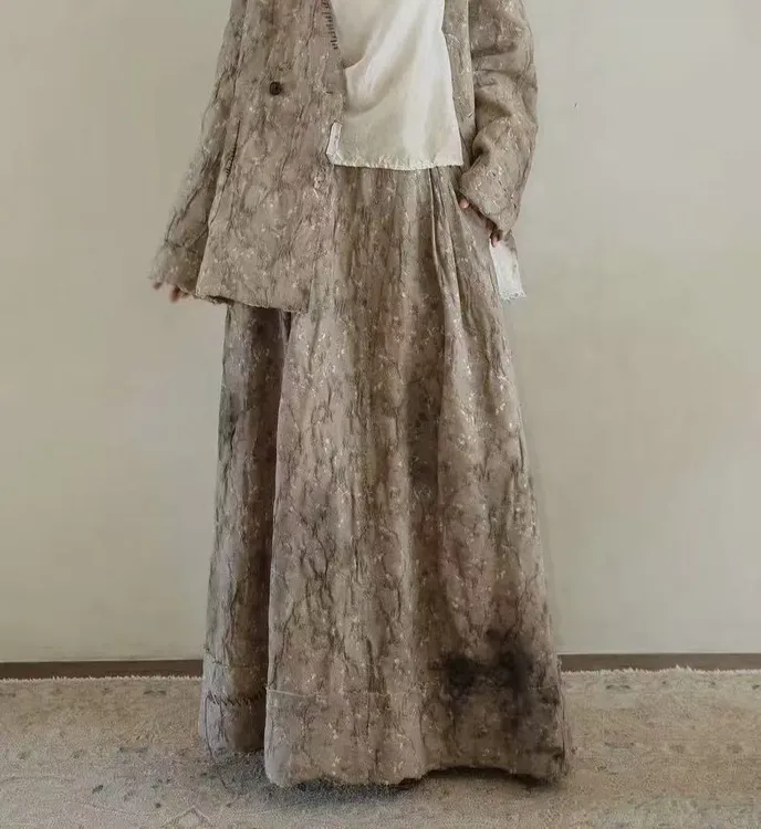 NatureDye【美侖美奂】FS353483植物染拼接秋冬羊毛半裙