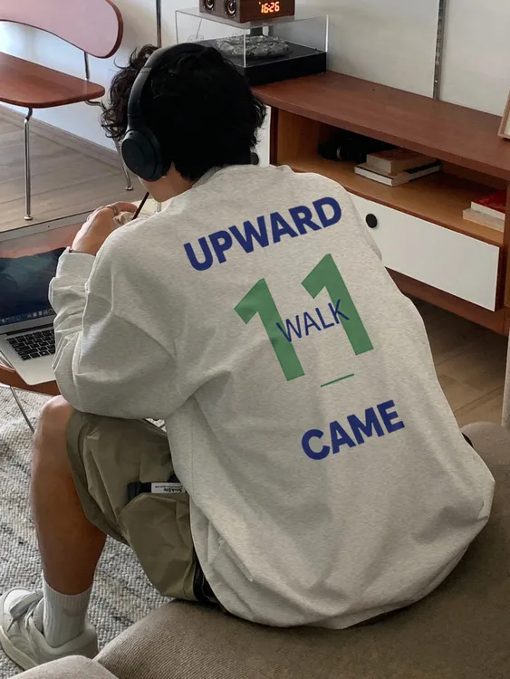 【重磅纯棉】春秋新款潮流潮流运动休闲美式复古宽松印花男长袖T恤