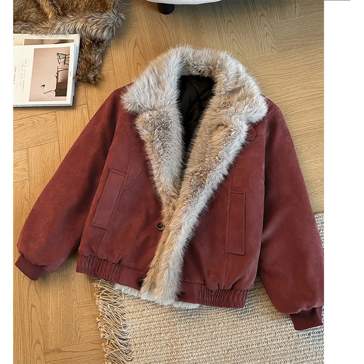 美式座山雕棉服男冬季cleanfit毛领夹克棉衣加厚保暖立领潮流外套