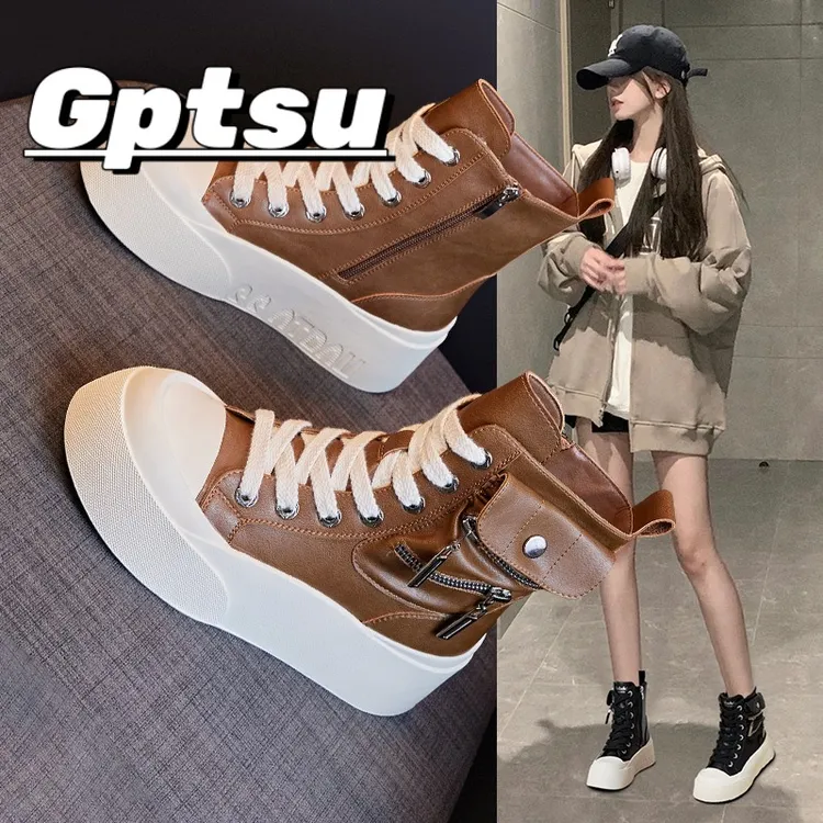 GPTSu高帮马丁靴女冬季加绒新款厚底休闲板鞋加厚保暖雪地棉靴女