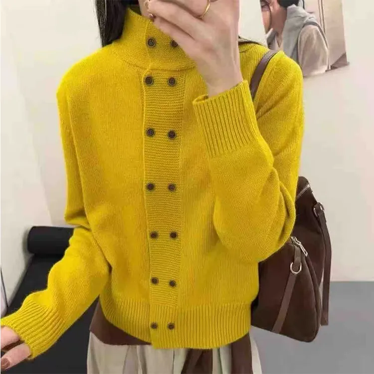 DIDORSSBO秋冬慵懒风潮流休闲保暖百搭双排扣毛衣针织开衫MY6203