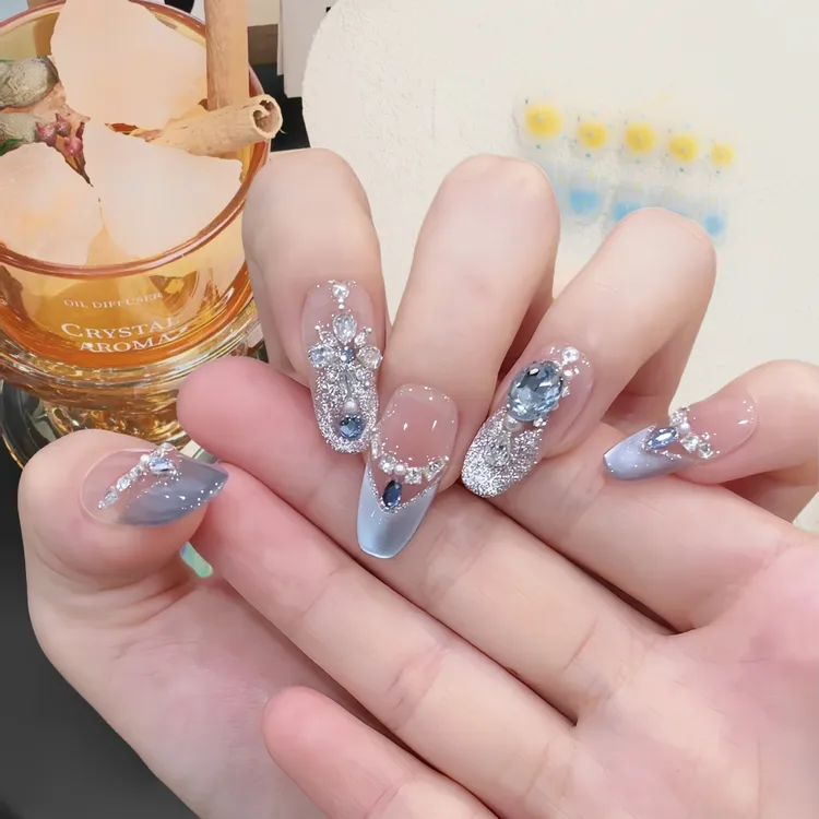 【冰雪奇缘】穿戴甲手工定制可拆卸显白新款猫眼美甲穿戴甲片婚甲