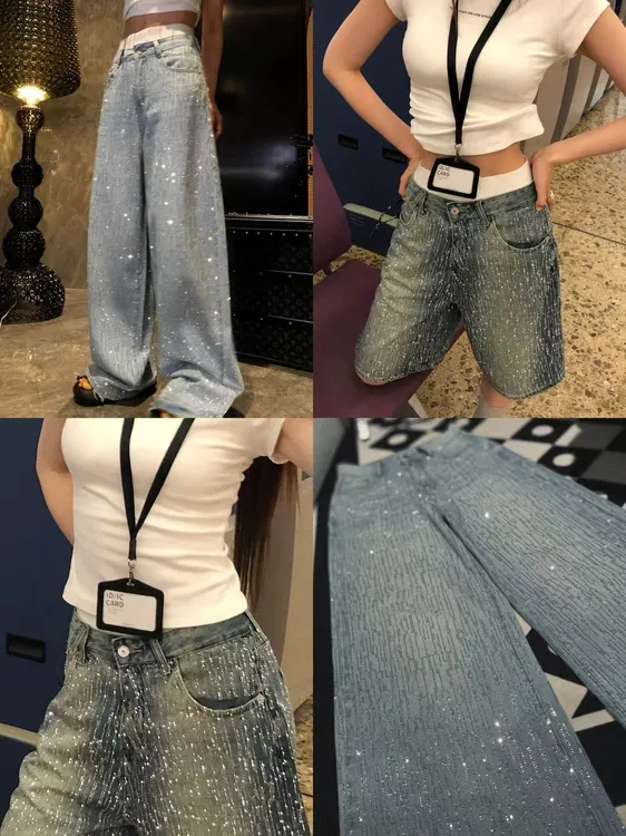 婉君【巴家流星雨裤】设计满钻时尚百搭设计牛仔裤LWJ25B2K1308