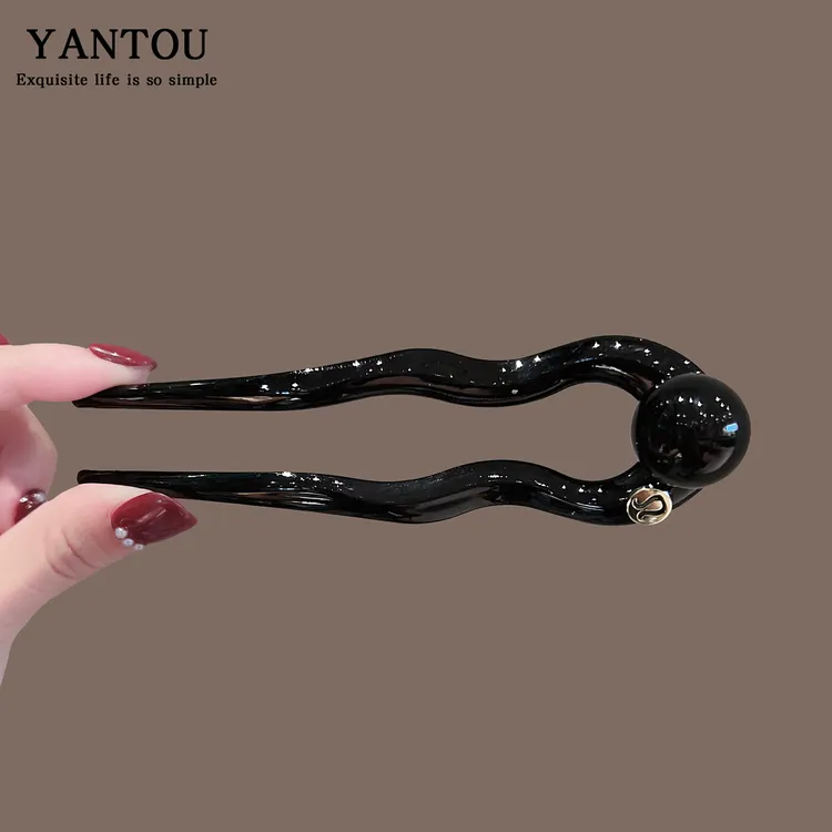 丸子头盘发神器复古U型发簪高级感插梳簪子后脑勺盘发钗气质发夹