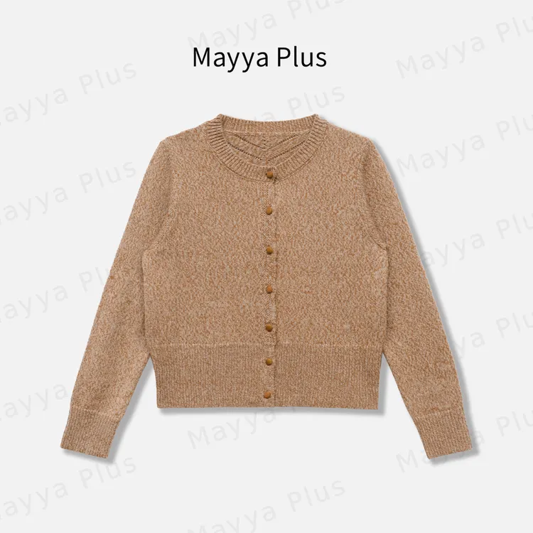 【摩卡慕斯】Mayya Plus麦芽定制秋季圆领针织开衫百搭上衣32536556