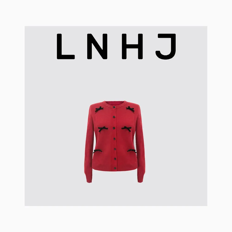 LNHJ【氛围感冬季】精致蝴蝶结针织圆领长袖开衫