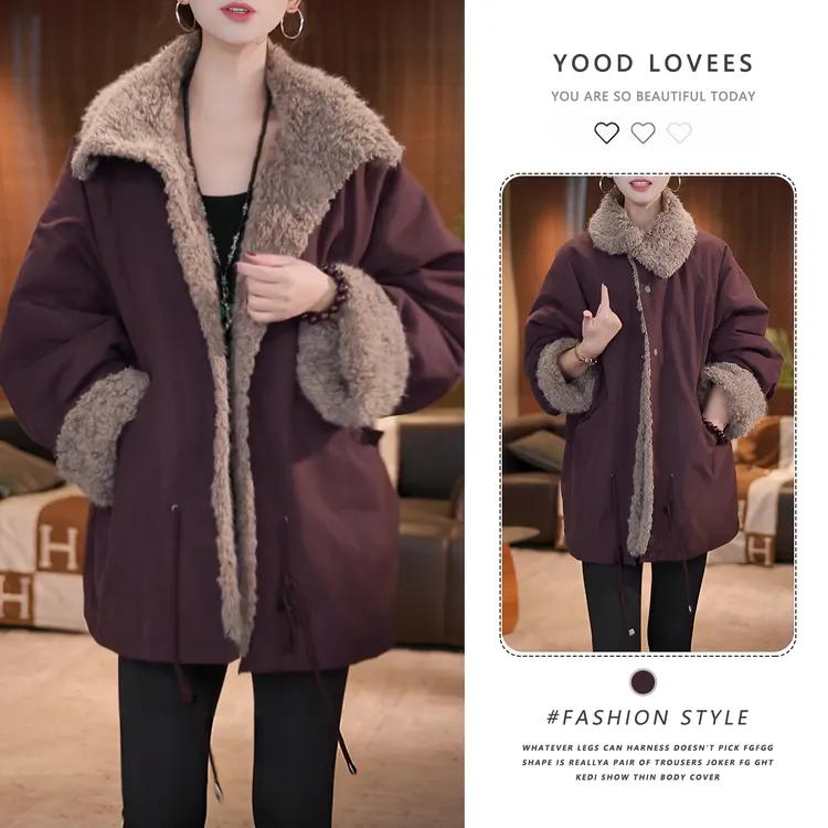 2025秋冬新款时尚百搭宽松显瘦外套女高级感加绒加厚保暖短款外套