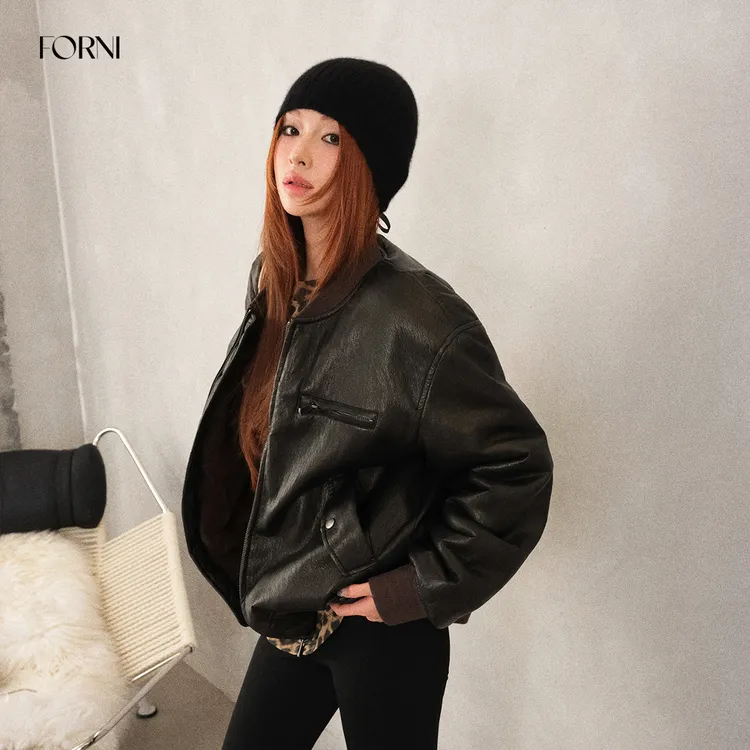 FORNI 云朵感 金属皮棒球领内胆毛毛皮衣