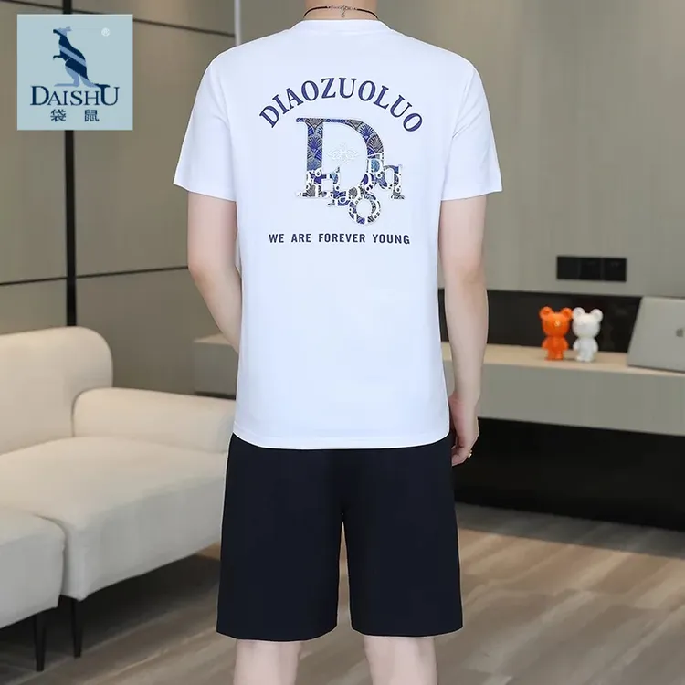 袋鼠欧版2025夏季短袖t恤新款潮流套装时尚百搭基础款品牌联动款