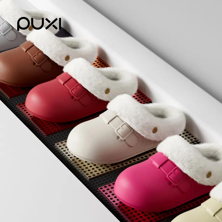 朴西勃肯可拆卸棉拖鞋女冬季2025新款家居防滑保暖毛绒包头棉拖男