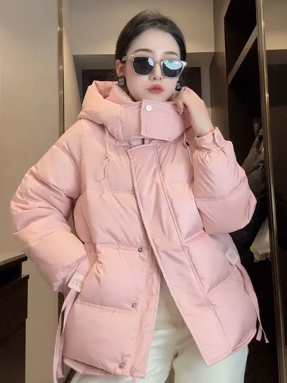 2025秋冬时尚糖果色加厚棉服外套 韩版百搭
