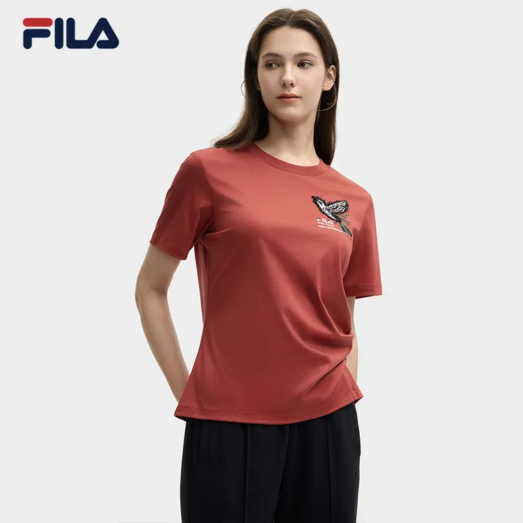 Fila/斐乐女款夏季款【时尚休闲显瘦】圆领棉质短袖T恤 F11W528102F