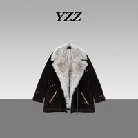YZZ“风眠罗帐”冬季新国标90白鹅绒拼接羊皮毛一体鹅绒服 YW510