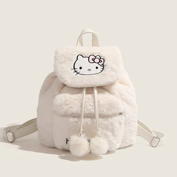 CHARHP&KEJNT正品毛绒翻盖双肩包2025新款大容量秋冬可爱背包