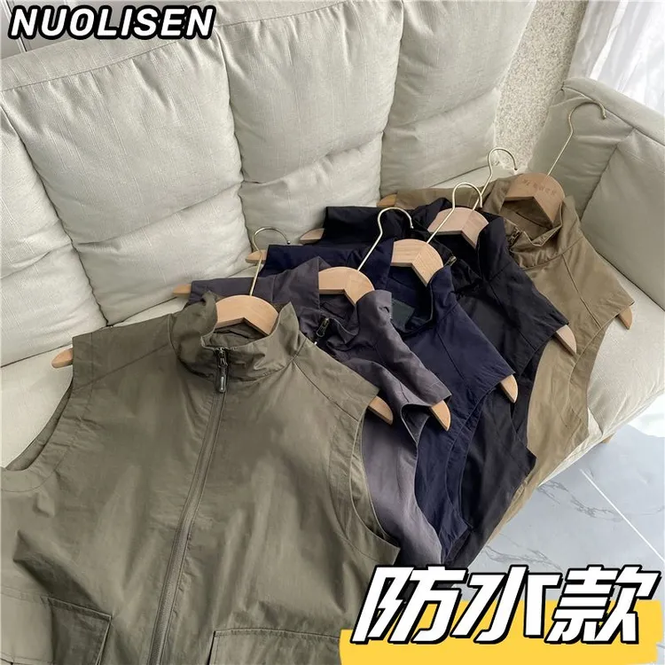 大码300斤美式日系春夏设计感无袖马甲女外套宽松百搭重工装立领
