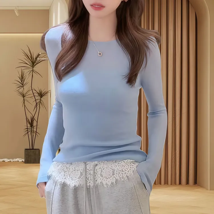 欧若风女人味微透薄款上衣2025夏季新款气质减龄长袖针织衫女士