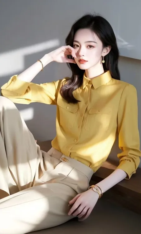 春季2025新款高端欧货洋气独特别致漂亮法式减龄轻奢小众黄色衬衫