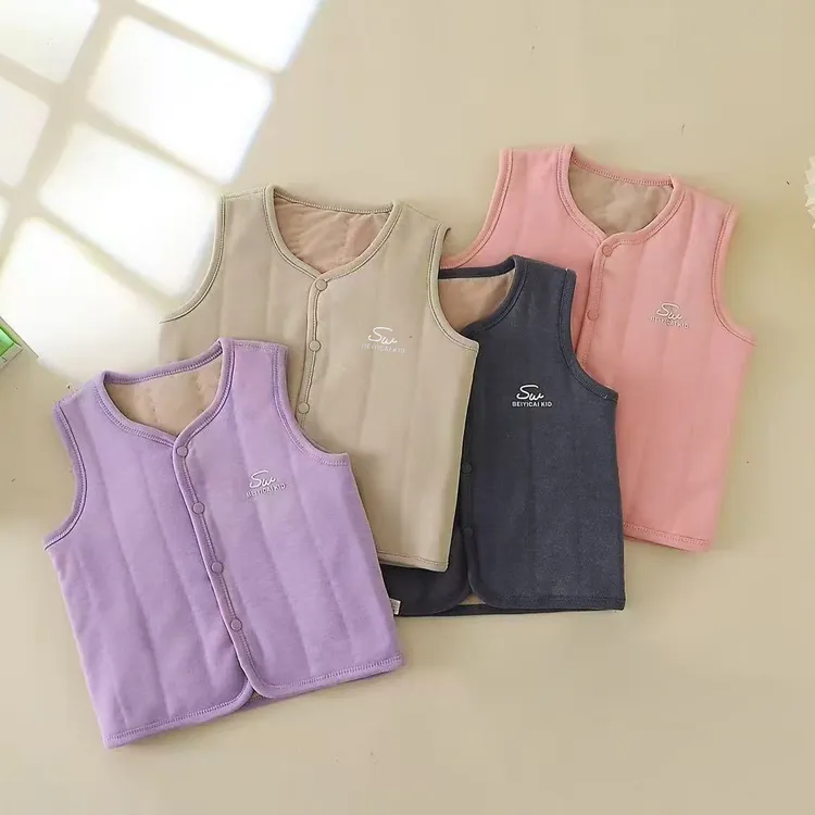 儿童三层夹棉羊毛蚕丝马甲校服神器110-190