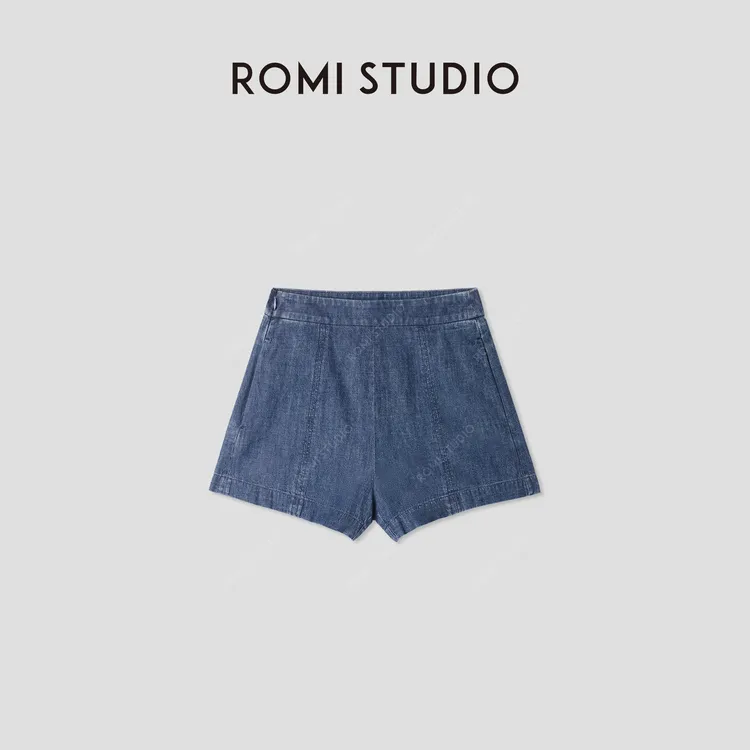 ROMI STUDIO“汉麻牛仔”汉麻棉混纺复古轻薄牛仔短裤 RWCSXD3469