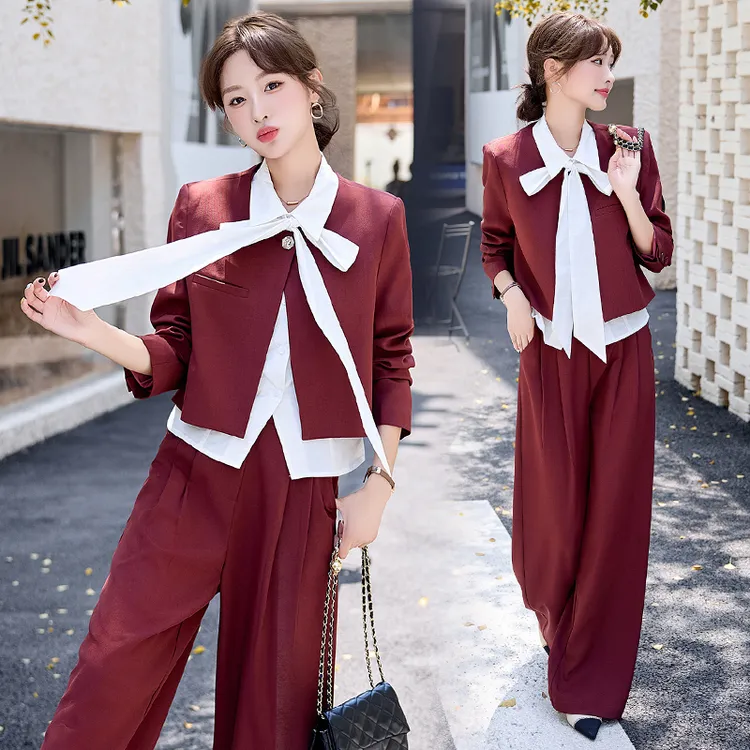 西装洋气秋季秋装衬衫时尚套装套装通勤风小个子秋冬休闲女装春季