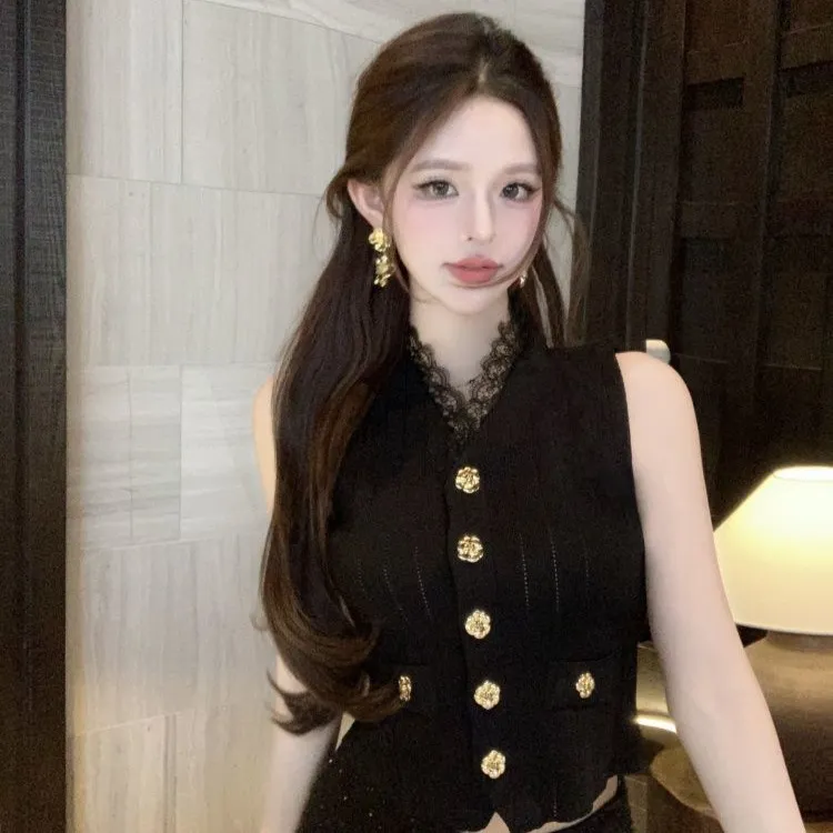 小香风洋气御姐针织马甲背心女夏季新款法式显瘦修身无袖百搭上衣