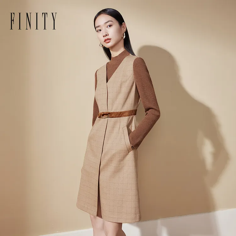 【粉丝专享】FINITY 新品连衣裙气质针织时尚收腰中长 F20VDA242L