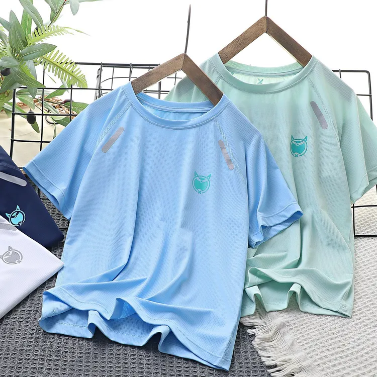 童装速干短袖T恤2025夏季凉感薄款透气休闲上衣中大童圆领t运动衫