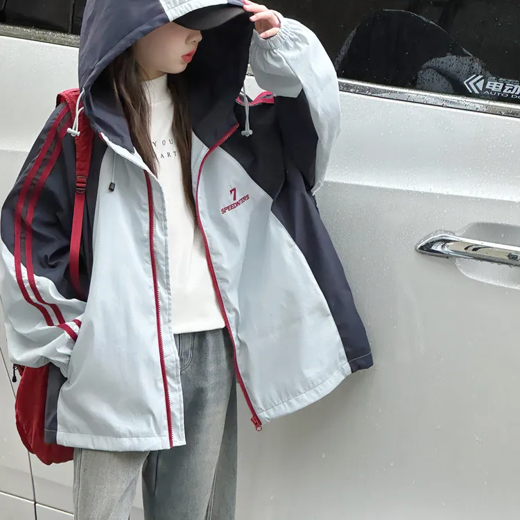女童秋季洋气外套潮流外套撞色韩版春季中大童宽松学生百搭