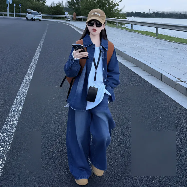 女童牛仔套装2025新款春秋装儿童洋气时髦中大童韩版女孩牛仔外套