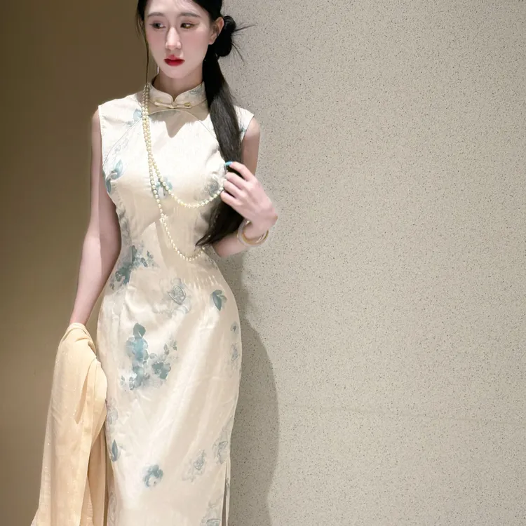 LHMknk1画报夫人原创显瘦夏季改良复古新中式国风旗袍 港工山茶花