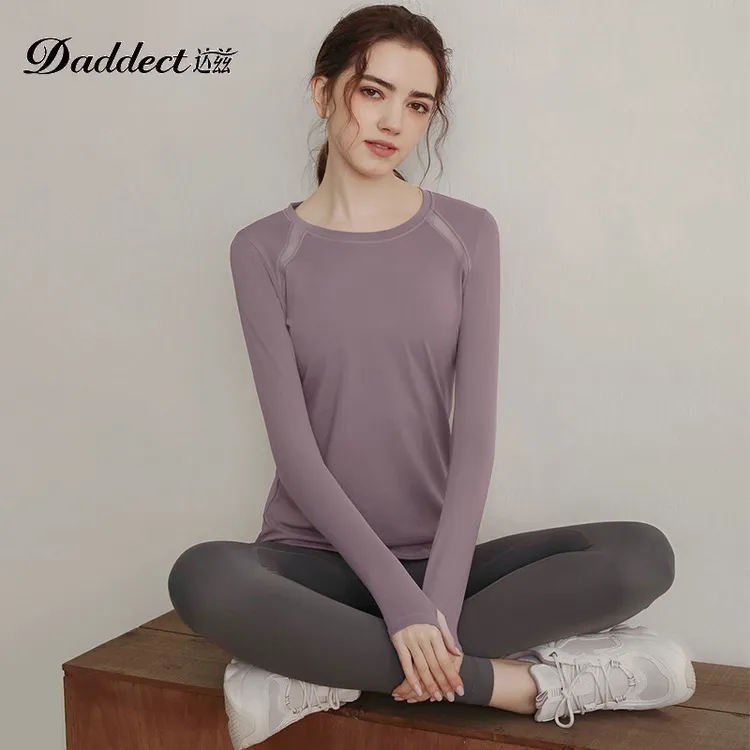 速干衣女瑜伽服长袖t恤大码运动上衣跑步专业健身服女款跳操