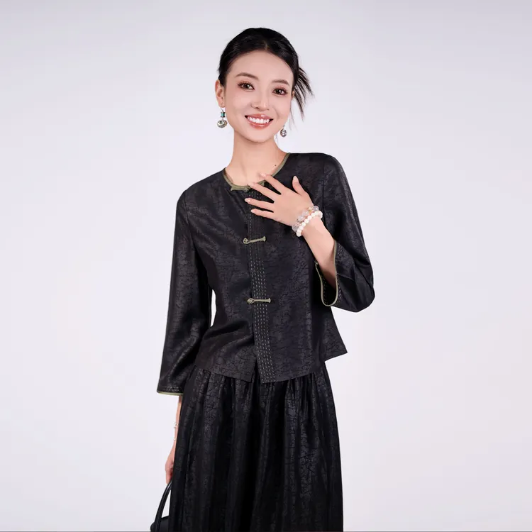 玉家人品牌正品【勐澜】原创设计新中式傣装100%桑蚕丝香云纱上衣秋
