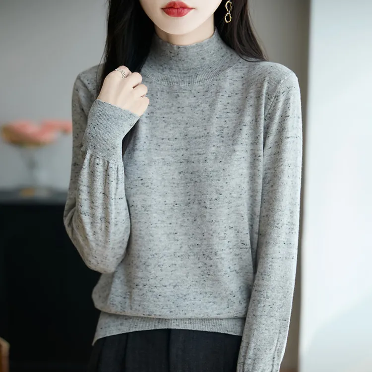 胖mm春秋大码半高领女士毛衣遮肚子显瘦上衣内搭可外穿针织打底衫