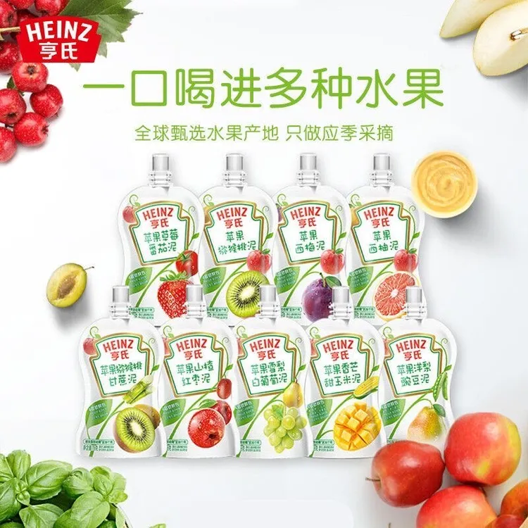 Heinz/亨氏超金果泥婴儿辅食佐餐果汁泥宝宝水果泥零食多种口味