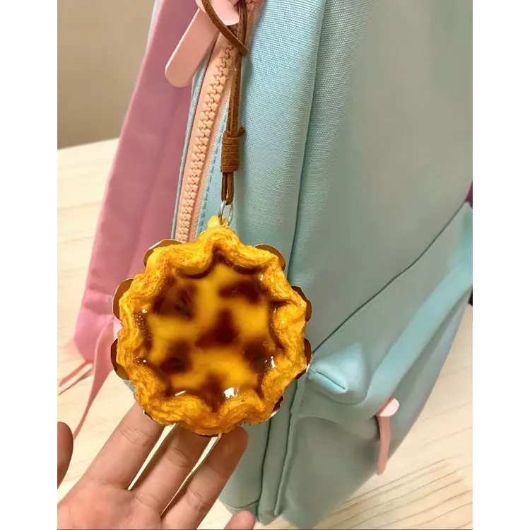 【视频款】蛋挞书包挂件太阳花酥皮蛋挞车载书包挂件汽车摆件饰品