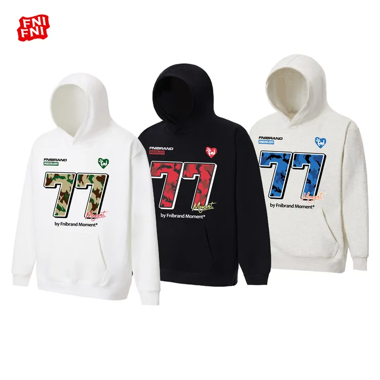 FNI红标（豹纹77）美式boxy重磅连帽卫衣男女款长袖秋冬加绒胶浆