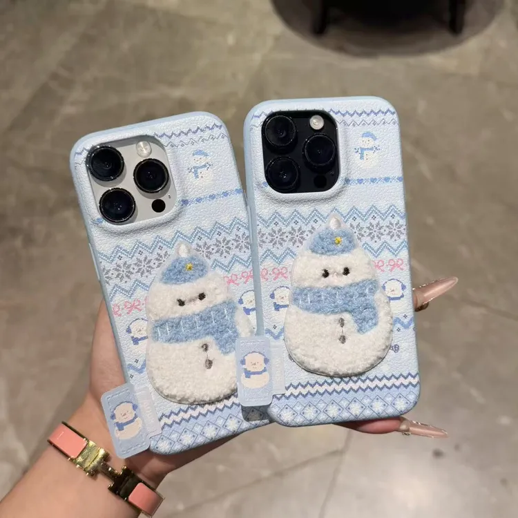 奥菲顿费尔岛纹刺绣雪人适用苹果17皮纹16手机壳小米vivo华为oppo