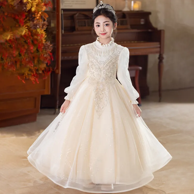 女童礼服公主裙轻奢小众儿童秋冬表演服新款洋气花童生日钢琴走秀