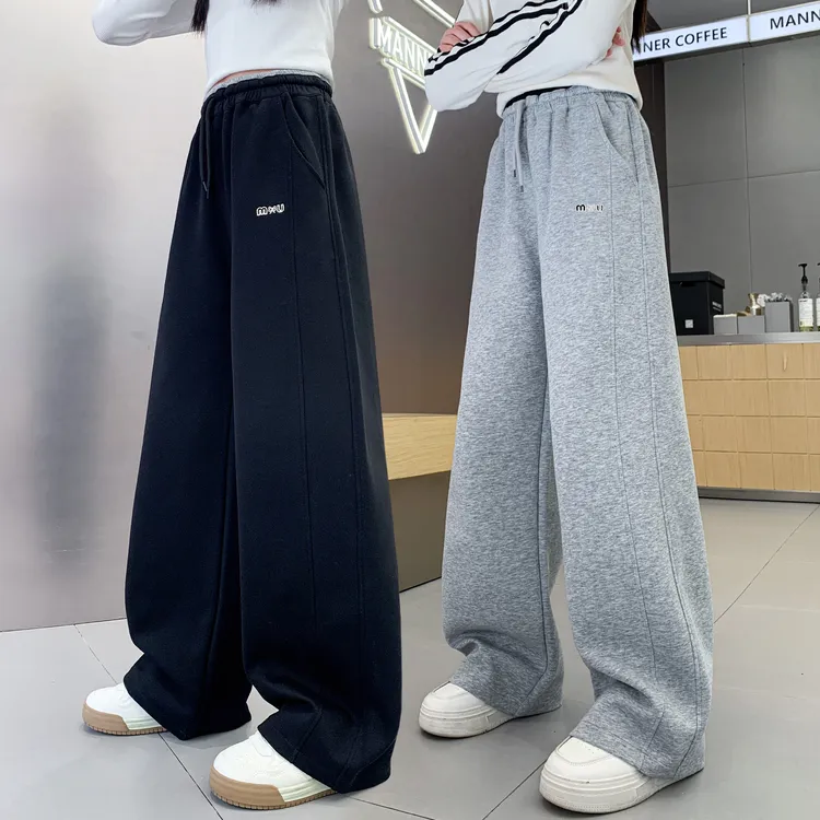 儿童秋装2025年大女童装裤子春秋款运动卫裤秋季6-12岁阔腿直筒裤
