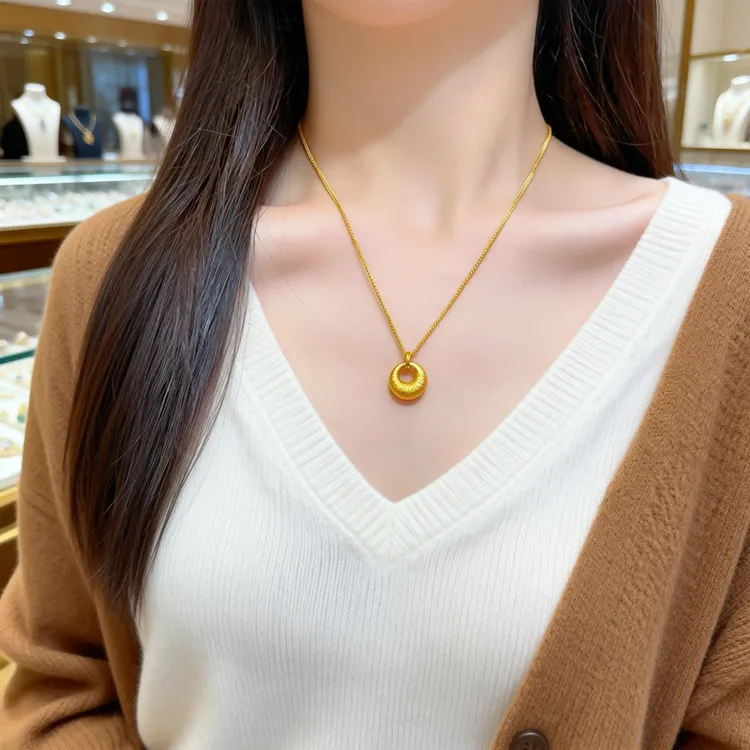 【平安扣金坨坨】时尚大气吊坠项链高级感轻奢气质小众锁骨链百搭