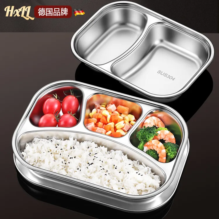 304不锈钢幼儿园专用分格打饭盒小学生食堂餐具快餐盘儿童吃饭碗