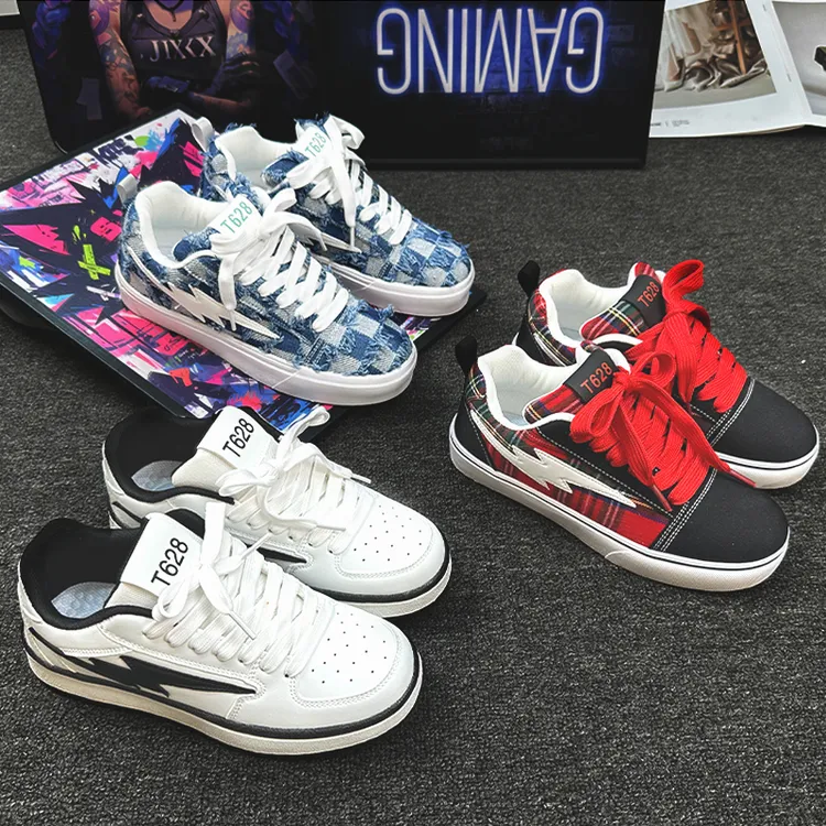 【诺丰潮鞋】超火ins小众复古闪电牛仔面包男鞋百搭高颜值网红情侣运动滑板鞋